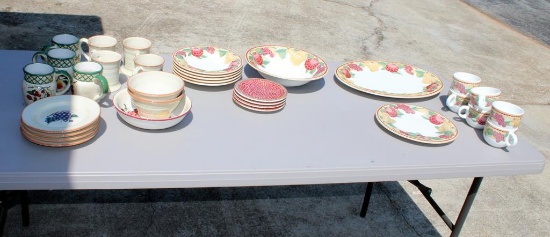 Collection of Mixed Fruit Theme Dish Sets: Pier 1 “Mosaic Fruit” Dish Set & Others