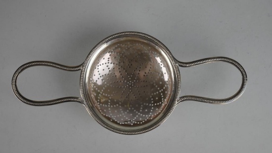 Antique 1784 British George III Sterling Silver Tea Strainer
