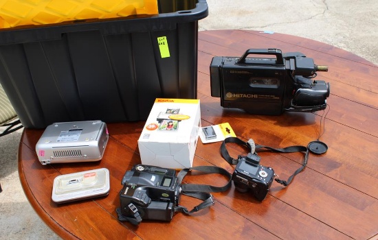 Lot of Vintage Camera & Video Photographic Equipment & HDX Storage Crate