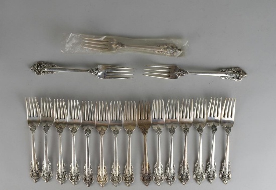 Lot of 15 Wallace Grande Baroque Sterling Silver Salad Forks and 3 Dinner Forks