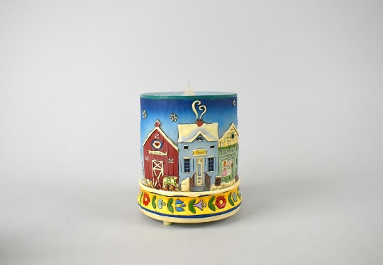 Jim Shore “Winter Village” Scene Battery Powered Pillar Candle
