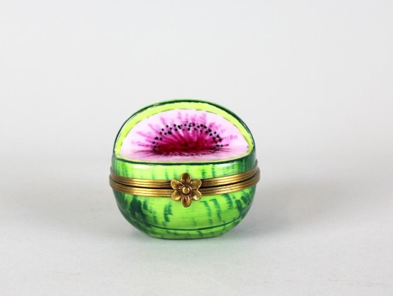 Watermelon Hand Painted Porcelain Limoges Trinket Box