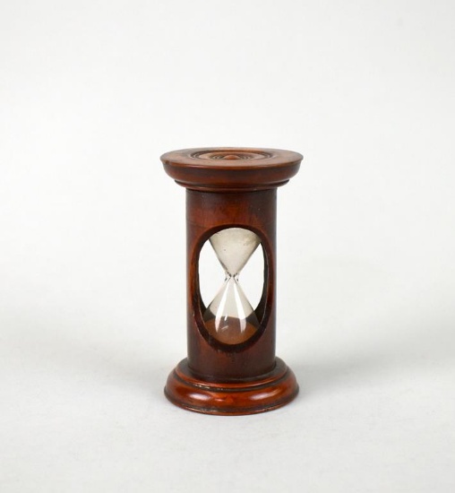 Antique Treen Hour Glass, 3” H