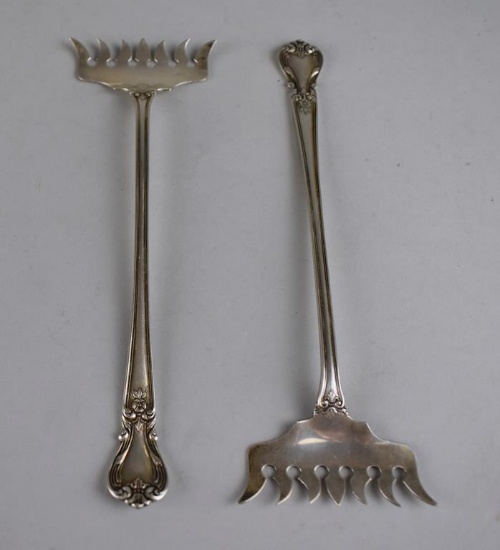 Pair of Antique Weidlich Sterling Silver Sardine Forks