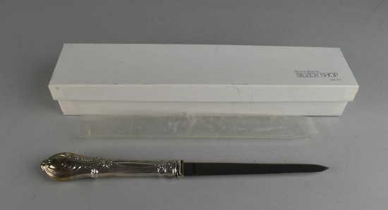 Unused Sterling Silver Handle Stainless Blade Letter Opener with Original Box