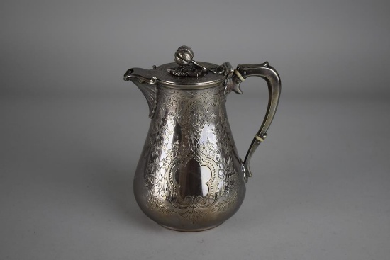 Antique Chased Silver Plated Teapot with Melon Finial