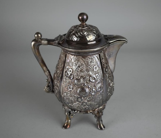 Antique Reed & Barton Repousse Silver Plated Teapot with Ball Finial