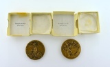 Two South Carolina Tricentennial Bronze Medallions with Storage Boxes