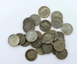 Lot of Twenty-Five 90% Silver Mercury Head and Roosevelt Dimes