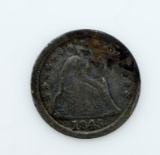 1845 U.S. Liberty Seated Var. 2 Dime, F12 to VF20 Range