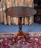 Queen Anne Style Piecrust Mahogany Tea Table, Snake Feet & Satinwood Inlay