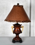 Faux Bone Vasiform Accent Lamp with Feather Decorated Shade