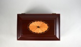 Wooden Box with Oval Sunburst Inlay on Lid