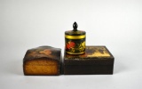 Lot of Three Small Tole Wooden Boxes: USSR, Italy, & Other