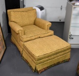 Vintage Stuffed Armchair with Ottoman, Coordinates with Day Bed Lot 199