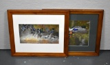 Pair of Framed Mallards in Flight Professional Photographs, Signed