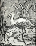 Pen & Ink Drawing of Crane, Framed