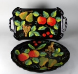 Two Artimino “Tuscan Fruit” Hand Painted Ceramic Serving Platters, Italy