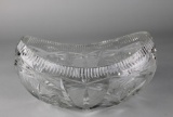 Large European Style Cut Glass Oval Boat Shape Centerpiece Fruit Bowl