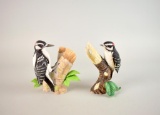 Two Lenox Porcelain Bird Figurines: Hairy Woodpecker & Downy Woodpecker
