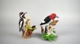 Two Lenox Porcelain Bird Figurines: Yellow-Bellied Sapsucker & Red-Headed Woodpecker