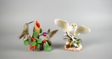 Two Lenox Porcelain Bird Figurines: Anna's Hummingbirds & Snowy Owl