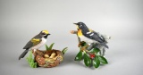 Two Lenox Porcelain Bird Figurines: Northern Parula Warbler & Golden Winged Warbler