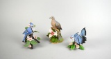 Three Lenox Porcelain Bird Figurines: Male Blue Jay, Female Blue Jay, & Mourning Dove