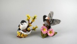 Two Lenox Porcelain Bird Figurines: 2005 Black-Capped Chickadee & Chestnut-Backed Chickadee