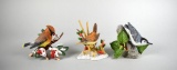 Three Lenox Porcelain Bird Figurines: Cedar Waxwing, Marsh Wren, & White-Breasted Nuthatch