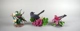 Three Lenox Porcelain Bird Figurines: Violet Green Swallow, Gray Catbird, & Purple Finch