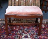 Vintage Wooden Bench Seat with Dusky Pink Upholstery