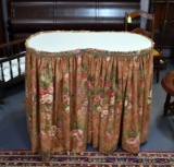 Kidney Shaped Glass Top Skirted Table, Antique Table Base