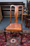 Antique Mahogany Side Chair with Leather Slip Seat
