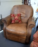 LaZBoy Recliner with Leather Upholstery, Accent Pillow