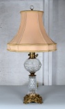 Brass and Glass Table Lamp with Silk-O-Lite Shade