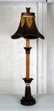 Brown and Gilt Candlestick Lamp