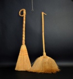 Pair of Handmade Fireplace Brooms