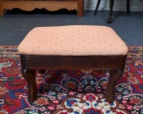 Small Vintage Footstool with Light Pink Upholstery