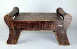 Two-Handle Wooden Foot Stool