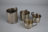 Lot of Antique Sterling Silver Mugs & Child's Mugs