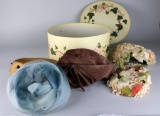 Five Vintage Ladies Hats: Martelle, Rudy-Siller, Gunther Jaeckel & Other with Hat Box