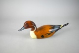 Hand-Carved & Painted Wooden Duck Figure