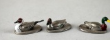Three Miniature Pewter Waterfowl Figures by Ray Lamb, 1984