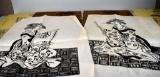 Two Oriental Lady Linotype Prints, Linotype Blocks and Original Sketchings