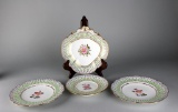 Four Antique Porcelain Dishes and Stand