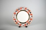 Antique Ashworth Brothers Ironstone Imari Style Plate with Wooden Stand