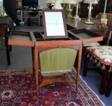 Antique Early 19th C. Georgian Amboyna Wood Dressing Table Stand with Double Silk Bags