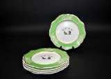 Five 19th Century Chamberlains Worcester Dinner Plates with Lord Lees Coat of Arms