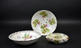 Three Antique Porcelain Pieces: Two Bowls (German & Other) and Covered Leaf-shaped Dish